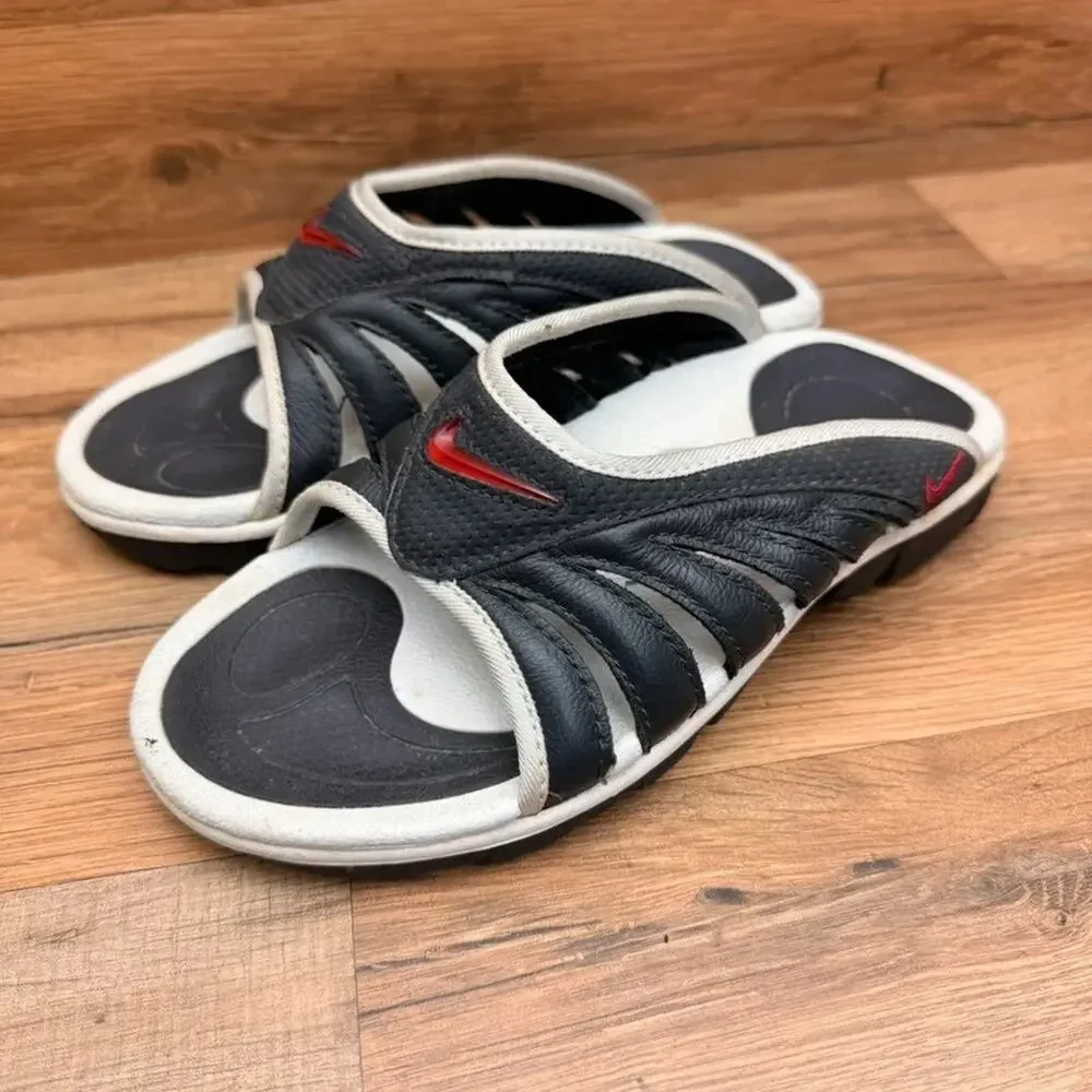 Vintage Nike Sport slides Black 4Y White Red Athletic sandals